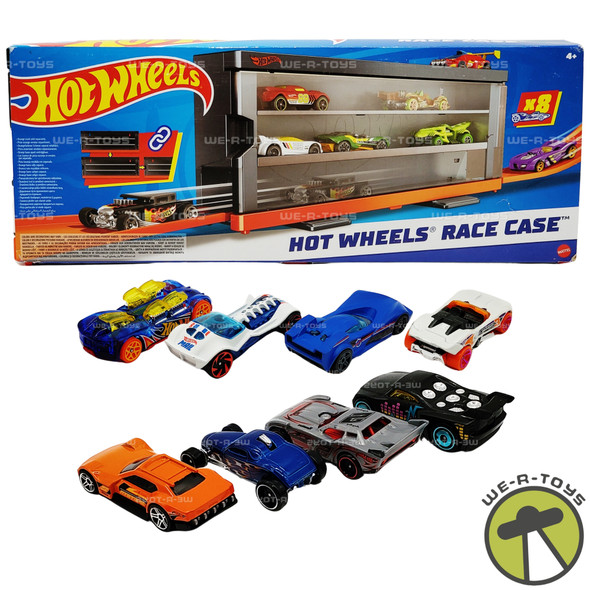 Hot Wheels Race Case with 8 Cars, Stores 12 & Connects to Track 2021 Mattel USED