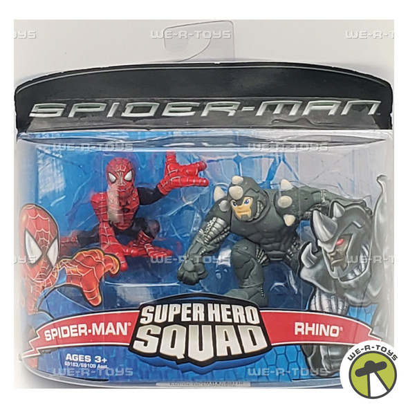 Marvel Spider-Man and Rhino Super Hero Squad Figures 2007 Hasbro 22052 NRFB