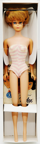 Barbie Vintage 1962 Blonde Bubble Cut Midge Doll in Pink Striped Swimsuit