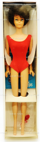 Vintage 1962 Brunette Bubble Cut Barbie Doll in Red Swimsuit By Mattel 850 (4)