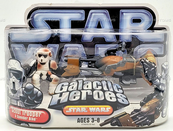 Star Wars Galactic Heroes Scout Trooper with Speeder Bike Figure 2006 Hasbro