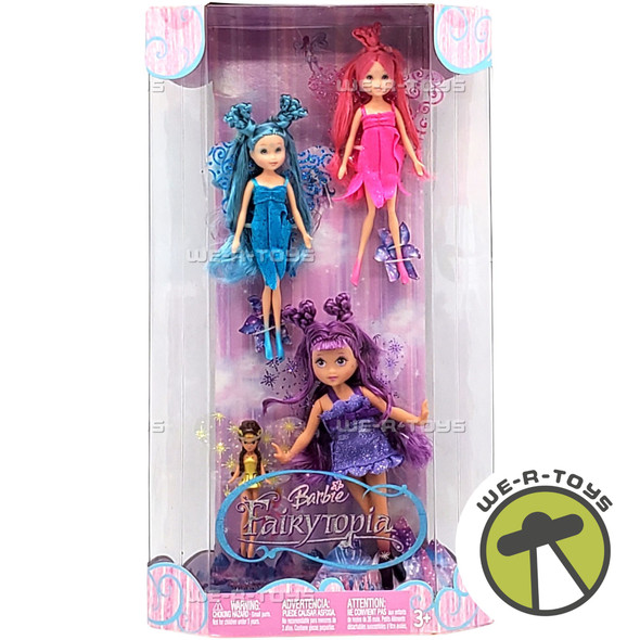 Barbie Fairytopia 4 Fairies Wingdom Pink Blue Purple Gold Mini Fairies 2005