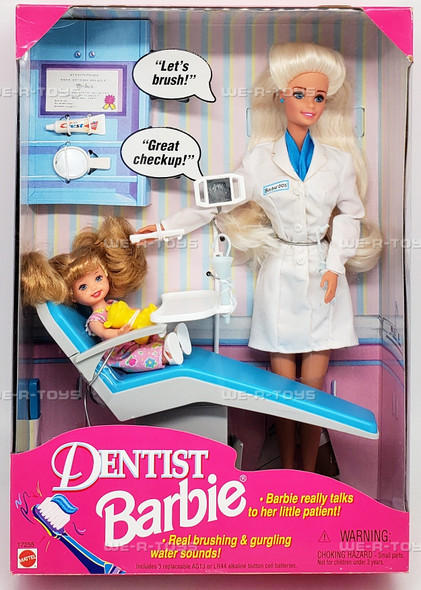 Dentist Barbie & Kelly Patient Doll Set With Dental Chair 1997 Mattel 17255