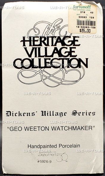 Department 56 Alpine Village Series Geo Weeton Watchmaker