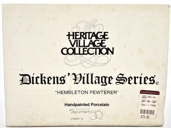 Department 56 Dickens' Village Series Hembleton Pewterer 58009