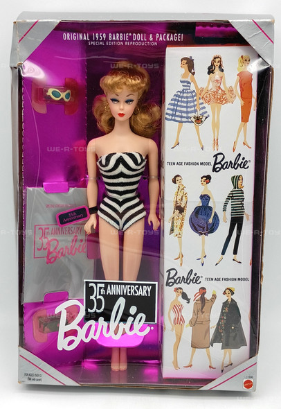 35th Anniversary Barbie Doll Special Edition Reproduction of Original 1959 Doll