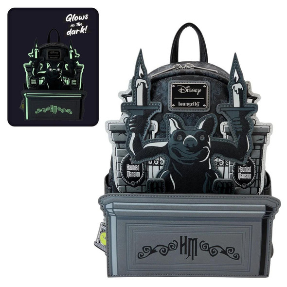 Disney Haunted Mansion Gargoyle Wallpaper Mini-Backpack Glows Loungefly