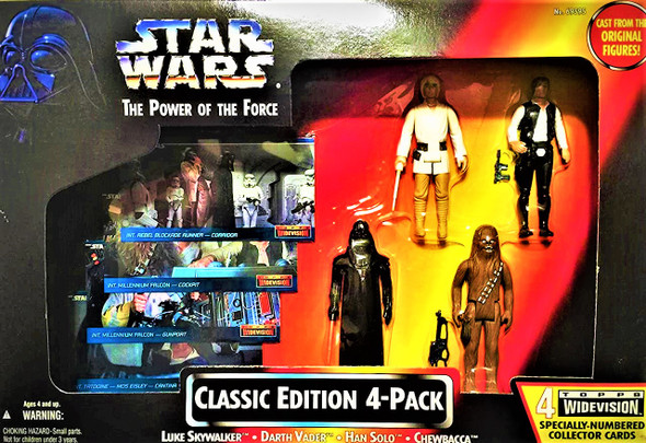 Star Wars PotF Classic Edition 4 Pack Action Figures Luke Han Vader Chewbacca