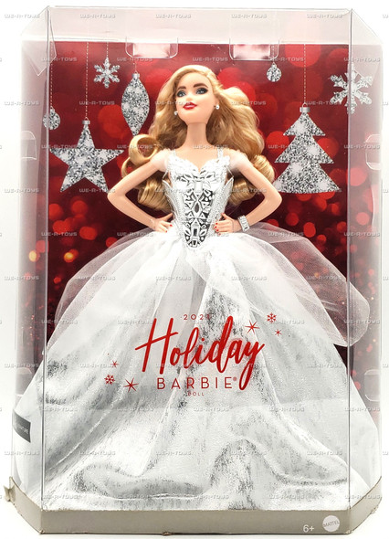 Barbie 2021 Holiday Signature Barbie Doll Mattel In Blonde White & Silver Gown