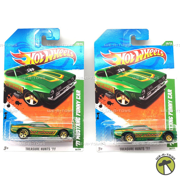 Hot Wheels Lot of 2 '71 Mustang Funny Car 10/15 Treasure Hunts 2010 Mattel
