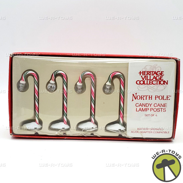 Department 56 Village Candy Cane Lampposts Set of 4 Battery Operated 52621
