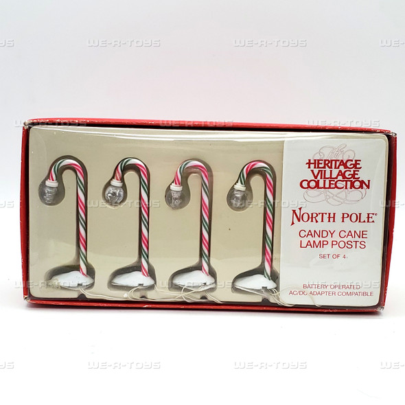 Department 56 Village Candy Cane Lampposts Set of 4 Battery Operated 52621