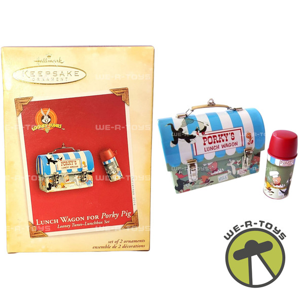 Looney Tunes Lunch Wagon for Porky Pig Set of 2 Ornaments 2004 Hallmark