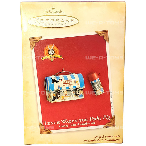 Looney Tunes Lunch Wagon for Porky Pig Set of 2 Ornaments 2004 Hallmark