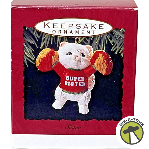 Super Sister Cheerleader Cat Ornament Hallmark Keepsake 1993