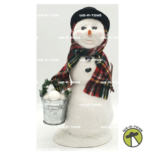 Byers' Choice Snowman Holding A Bucket of Snowballs Figure