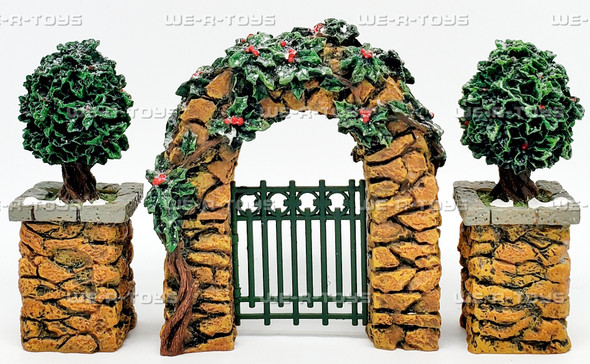 Department 56 Village Stone Holly Tree Corner Posts & Archway Gate Set of 3
