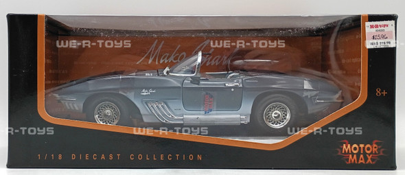 Motormax 1961 Deep Blue Mako Shark Chevy Corvette Die Cast Vehicle 1:18 Scale