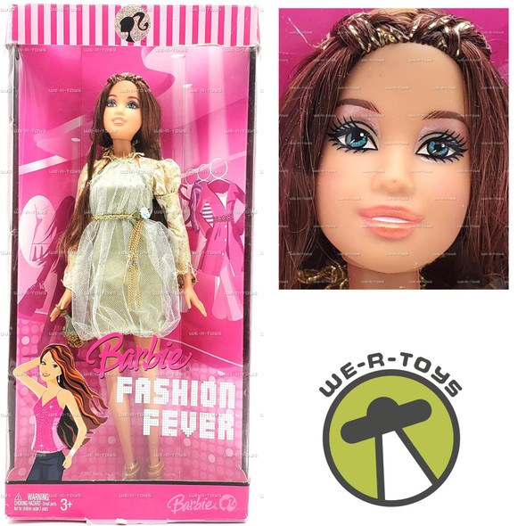 Barbie Fashion Fever Teresa Doll Gold Dress 2007 Mattel #L3326