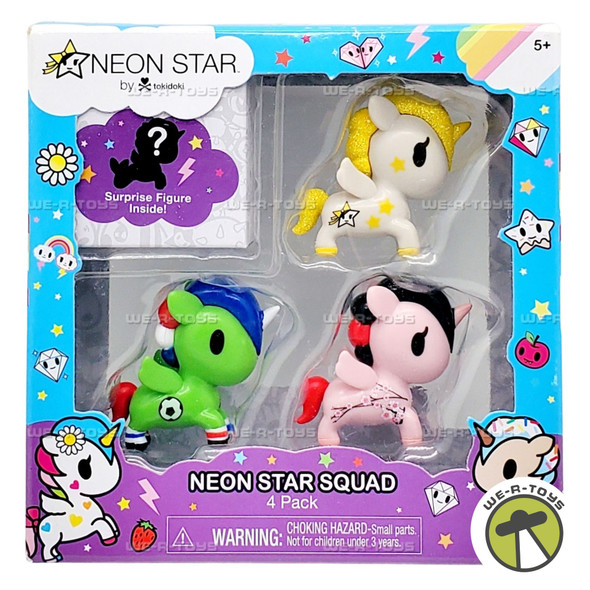 Tokidoki Unicorno Squad Neon Star 4 Pack Figure Set 2017 Just Play 63050