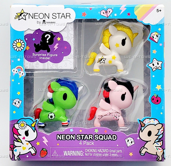 Tokidoki Unicorno Squad Neon Star 4 Pack Figure Set 2017 Just Play 63050