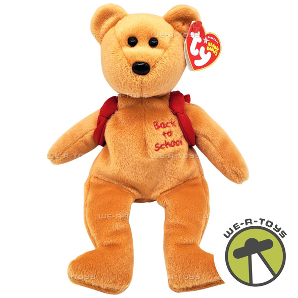 Ty Beanie Babies Books the Bear Red Backpack Back to School Plush