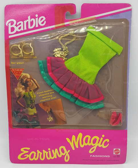 Barbie Earring Magic Fashions dress set & Clip-on earrings 1992 Mattel 4527 New