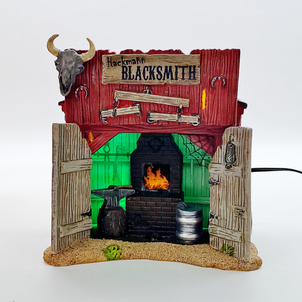 Dept 56 Halloween Ghost Town Hackmann's Blacksmith Shop Lighted #4036593 NEW