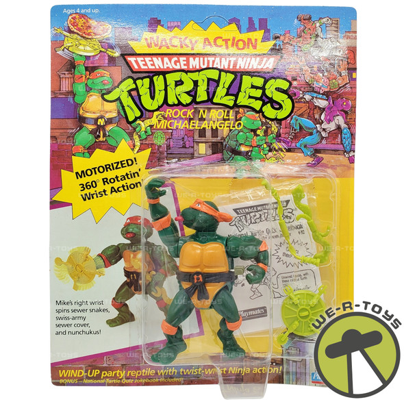 TMNT Wacky Action Rock 'N Roll Michaelangelo Action Figure Unpunched 1989