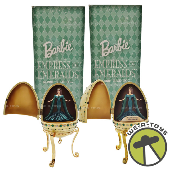 Barbie Empress of Emeralds Barbie Resin Egg Lot of Two 2000 Avon Mattel New