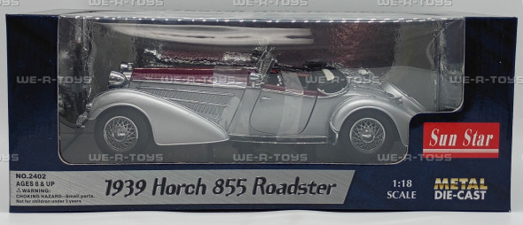 Sun Star 1939 Horch 855 Roadster Silver W Red 1:18 Metal Die-Cast Vehicle # 2402