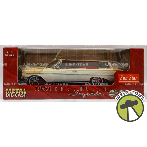 Sun Star 1961 Chevrolet Impala SS 409 White w Red Interior Vehicle 3401