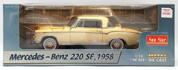 Sun Star Mercedes Benz 220 SE 1958 Cream 1:18 Metal Die-Cast Vehicle Item 3562