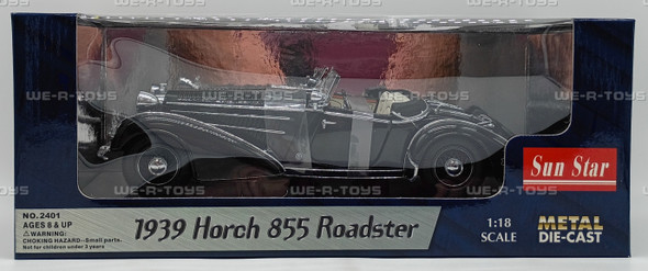 Sun Star 1939 HORCH 855 Roadster Black 1:18 Metal Die-Cast Vehicle Item No 2401
