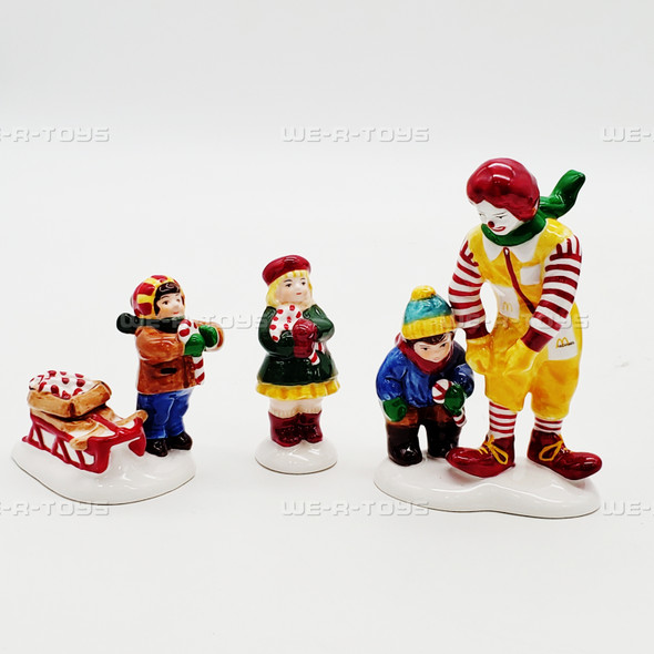 Department 56 Snow Village Kids, Candy Canes... And Ronald McDonald Set NEW