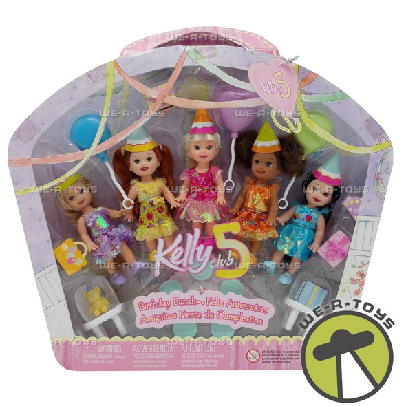 Barbie Kelly Club 5 Birthday Bunch Doll Set 2005 Mattel J0620 New