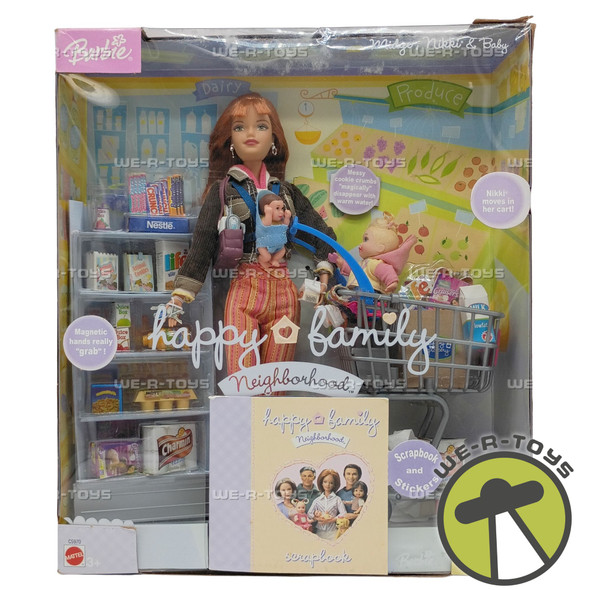 Barbie Happy Family Neighborhood Midge, Nikki, & Baby Dolls Shopping Set 2004