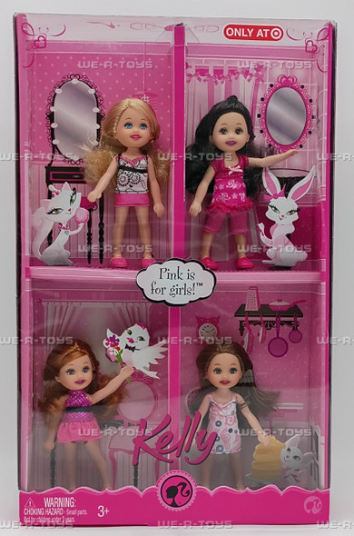 Barbie Kelly Pink is for Girls Set Of 4 Dolls Target Exclusive 2008 Mattel New