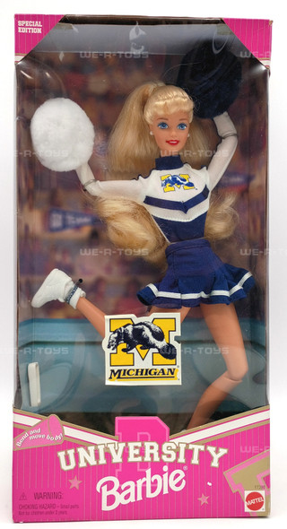 University of Michigan Cheerleader Barbie Doll Special Edition 1996 Mattel 17398