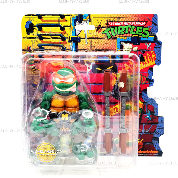 TMNT Michelangelo 8 Inch Soft Vinyl Action Figure Mondo with Decorative Backdrop