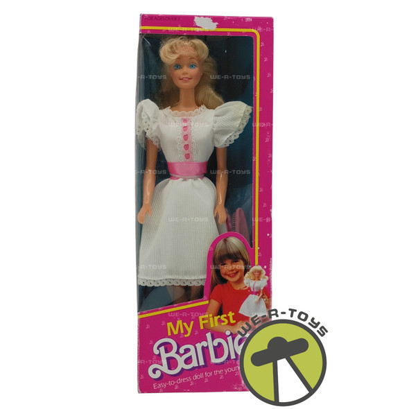 Barbie My First Barbie Easy to Dress Doll In White Dress 1982 Mattel 1875 New