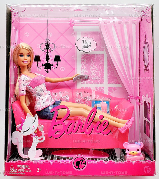 Barbie Think Pink Sofa and Doll Playset 2008 Mattel P3498