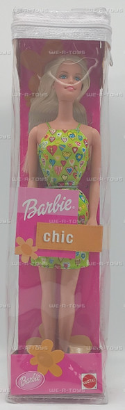 Barbie Chic Blonde Doll In Green Dress With Heart Print 29012 Mattel New 2000