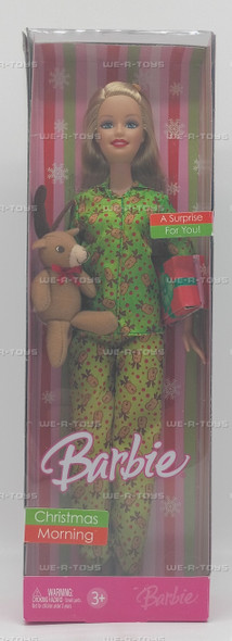 Barbie Christmas Morning Blonde Doll In Christmas Pajamas 2006 Mattel J0550 New