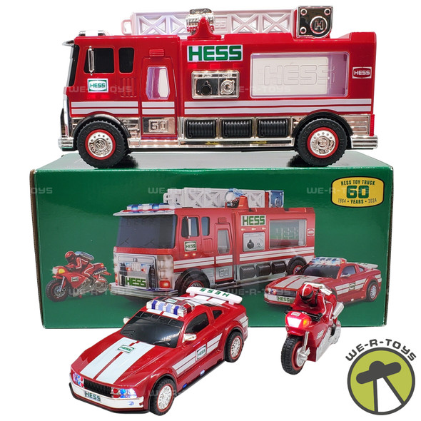 2024 Hess Fire Truck with Car and Motorcycle 60th Anniversary Edition NEW