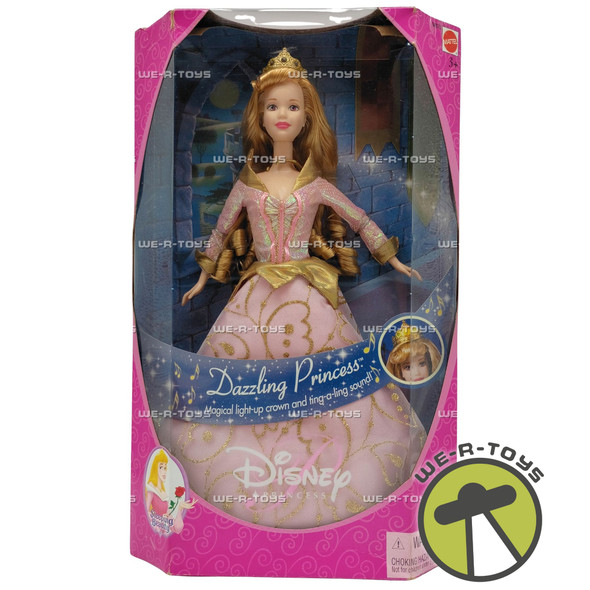 Disney Dazzling Princess Sleeping Beauty Pink Dress & Crown Doll Mattel 2000 New