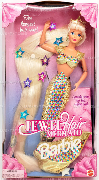 Jewel Hair Mermaid Barbie Doll Blonde with Sparkly Stars 1995 Mattel No. 14586