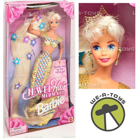 Jewel Hair Mermaid Barbie Doll Blonde with Sparkly Stars 1995 Mattel No. 14586