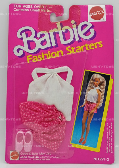 Barbie Fashion Starters Pink Shorts, White Shirt Outfit Fashion Mattel New 1989