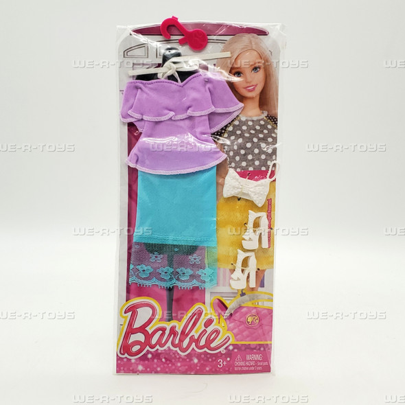 Barbie Fashion Outfit Purple Top and Floral Lace Skirt Set 2015 Mattel DJT44 NEW